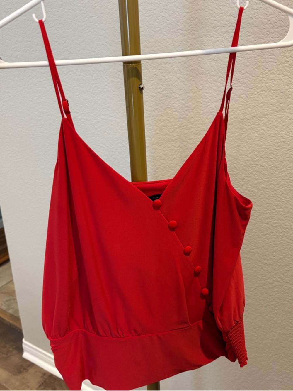 Red Spaghetti Strap Wrap-Style Women's Dress Top